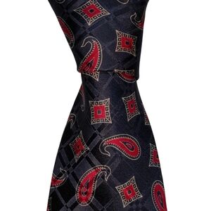 Vintage Polo Ralph Lauren Silk Necktie Mens Black Red Paisley Designer Tie EUC